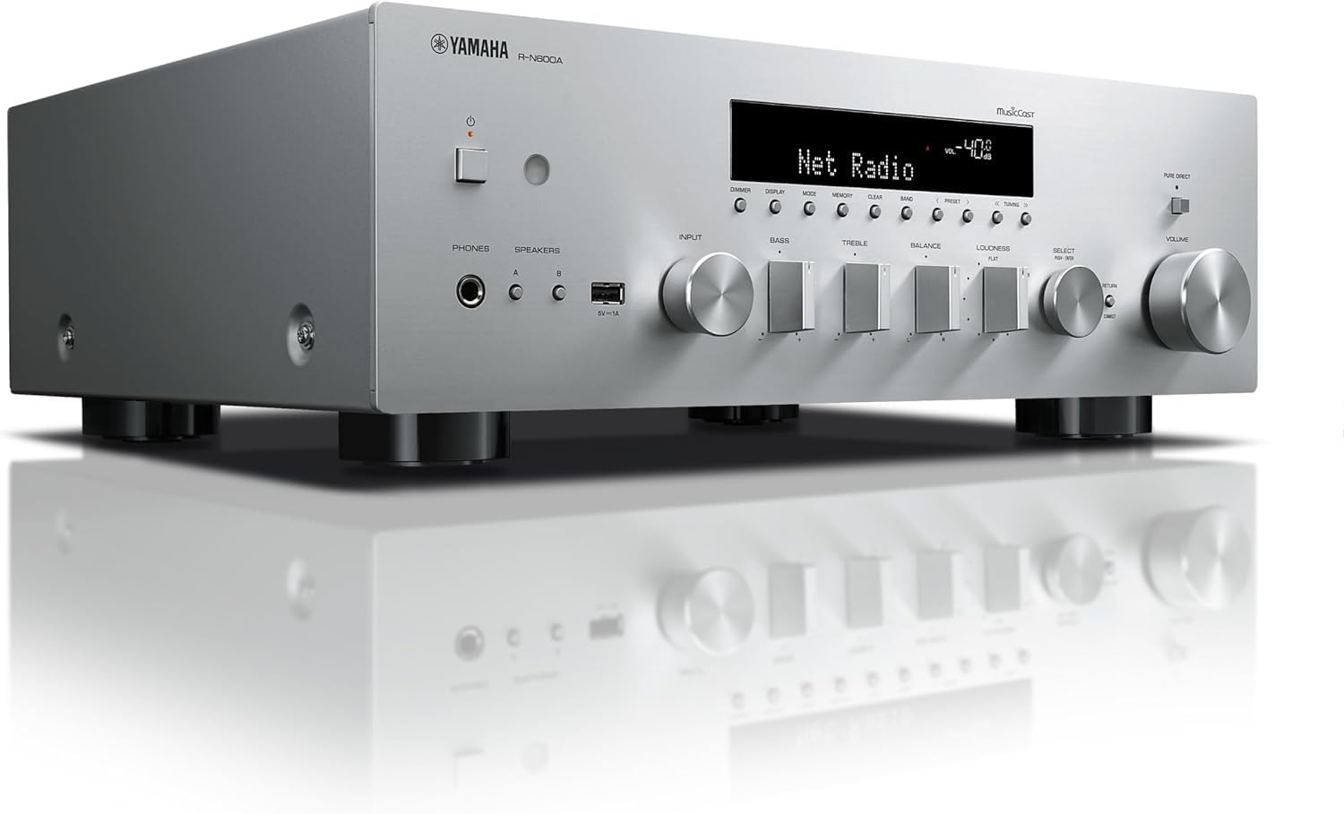 Yamaha R-N600A Ampli-tuner Hi-Fi réseau, Wi-Fi, AirPlay 2, Bluetooth, convertisseur N/A SABRE, TUNER DAB/DAB+, MusicCast avec de nombreux services de streaming, gris