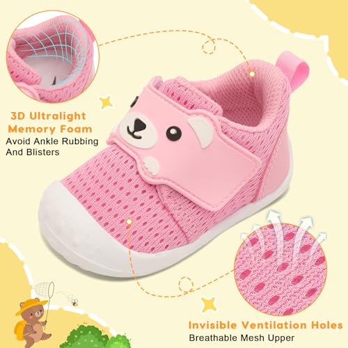 Image of FEETCITY Baby Walking Shoes Wide Baby Shoes Boys Girls Infant Sneakers Crib Shoes Breathable Toddler Barefoot Shoes Slip On Shoes