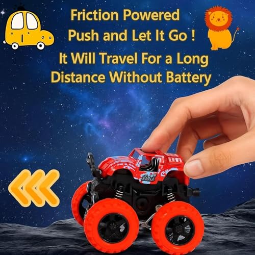 Image of 4WD Friction Powered Monster Truck Toy Push & Go Off-Road Car for Kids Amazing 360 Stunts All-Terrain Grip Vibrant Colors for Boys Girls Birthday Christmas Fun Play (Color May Vary)