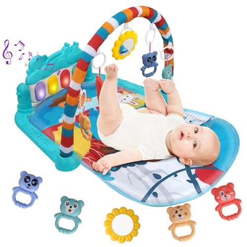 Image of HADVZQ Baby Play Mat Baby Gym，Baby Toy Play Mat Activity Center Baby Piano Music Lights for Boys and Girls Newborn Baby Gift 0 to 3 6 9 12 Months