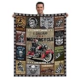 Motorcycle Gifts for Men, Motorcycle Blanket for Motorcycle Riders/Lovers, Motorcycle Gifts Blanket 60 x 50inch for Motorcycle Lovers, Throw Blanket for Men and Women Fluffy Warm Riding Blankets