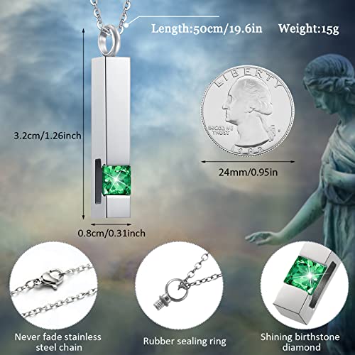 Highergo Urn Necklaces for Ashes Cremation Jewelry Urns Necklace Silver Black Stainless Steel Memorial Pendant Locket Vertical Bar Keepsake Pendant for Women Men Loved Ones Human Ashes2