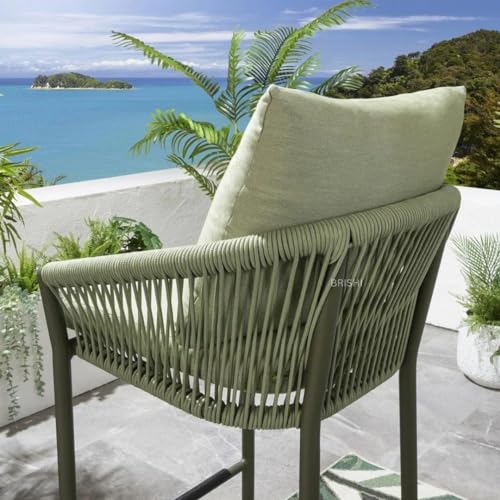 Image of BRISHI Outdoor Bar Set Garden Patio Bar Set 1 +4 4-Chairs and 1-Table Set Balcony Braid & Rope (Green)
