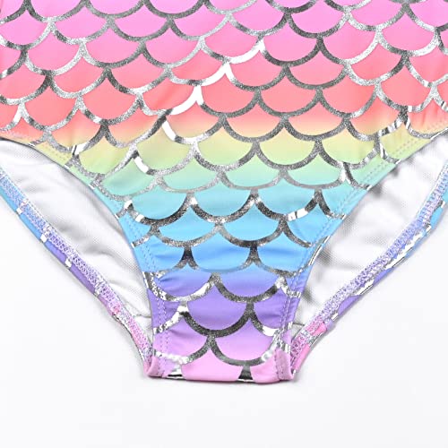 Image of Girls Mermaid Bathing Suits Swimsuits Rainbow Kids Beach Swim Clothes Size 8 9
