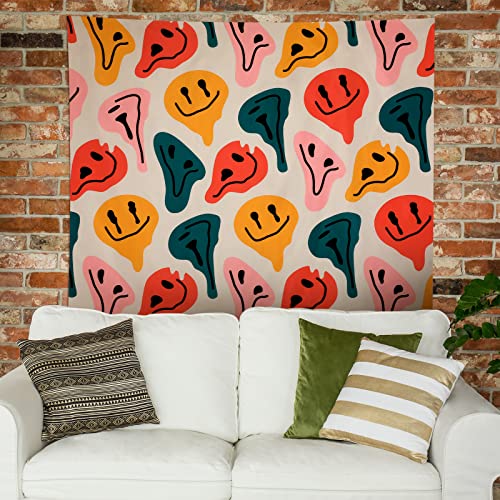 Moukeren Preppy Tapestry Melting Smile Face Tapestry Retro Vintage Funny Tapestry For Bedroom Kawaii Wall Hanging Aesthetic Tapestry Cute Room Decor For Teen Girl Art Bedroom Dorm, 51.2 X 59.1 Inch #TOP5