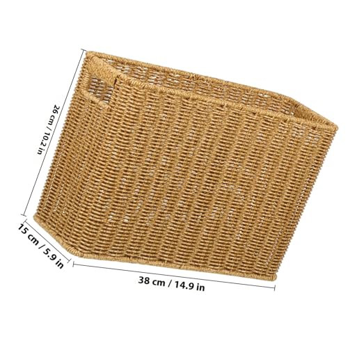 Panier décoratif robuste couleur café avec poignées évidées pratiques