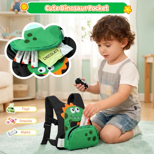 Image of Dr.meter 3 in 1 Toddler Harness Leash with Key Lock for Boys Girls | Cute Dinosaur Kids Safety Harness + 8.2ft Anti Lost Wrist Link Child Protective Leash While Walking for Outdoor Activity