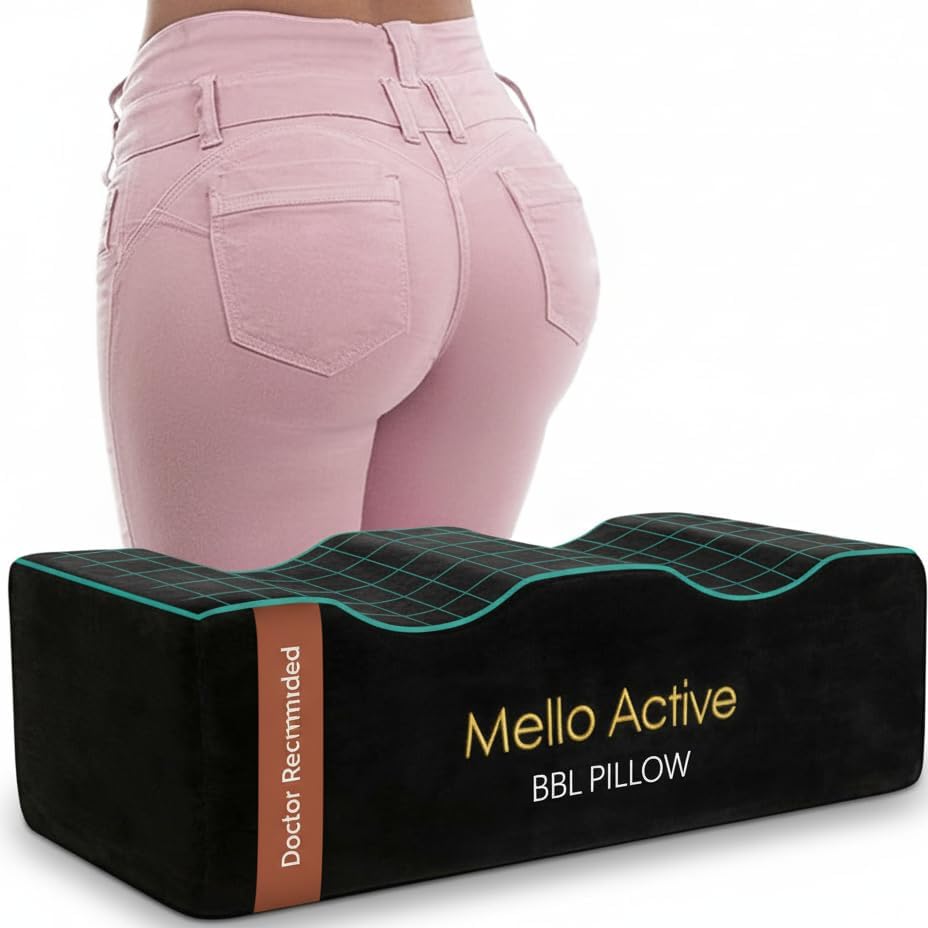 Mello Active BBL Pillow After Surgery – Doctor-Recommended, Firm & Lightweight Sitting Cushion for Post-Op Recovery – Portable Support for Home, Car & Office – Ultimate Comfort & Stability