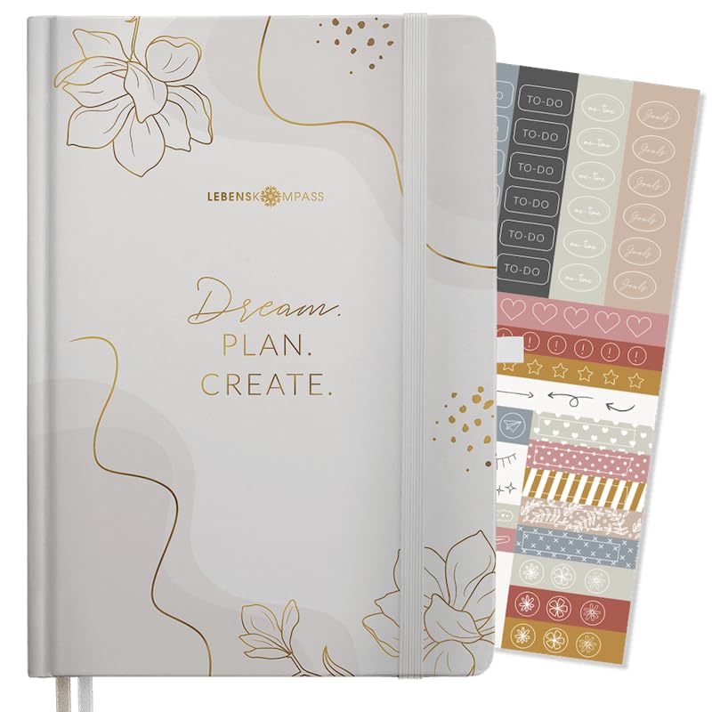 LEBENSKOMPASS Bullet Journal Notizbuch Tagebuch A5 PRO ”WUNDERLAND” - Notizbuch A5 gepunkted 5 mm, extra-dickes Papier 120 g/m² FSC® - Journal Buch & Dotted Notebook A5