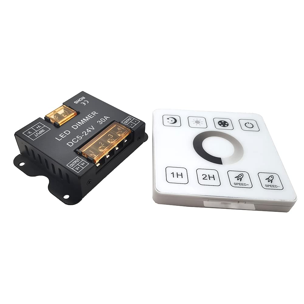 Vrabocry 2-Pack DC 12V-24V LED Strip Controller – 3-Key Mini Dimmer For Single Color 5050/3528/5630 LED Strips, White - View #9