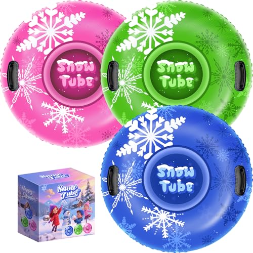 SOLAVERO 3 Pack 36" Snow Tubes - Inflatable Snow Sled