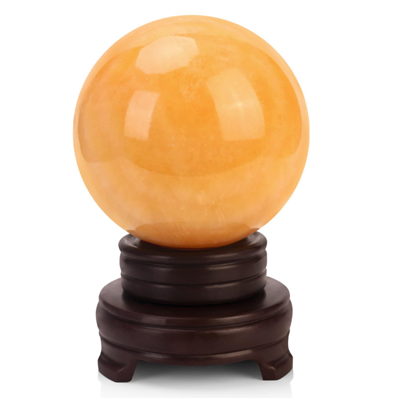 NHDVDVAV Natural Yellow Jade Feng Shui Crystal Ball,Beige Jade Raw Stone Polished Sphere for Wealth & Luck,Gemstones Sphere for Display Office Room Decor,12cm