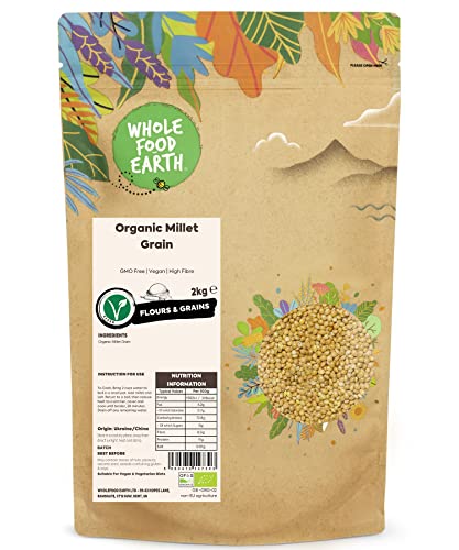 Wholefood Earth Millet bio, 2 kg - Sans OGM - Végan - Riche en fibres - Certifié biologique