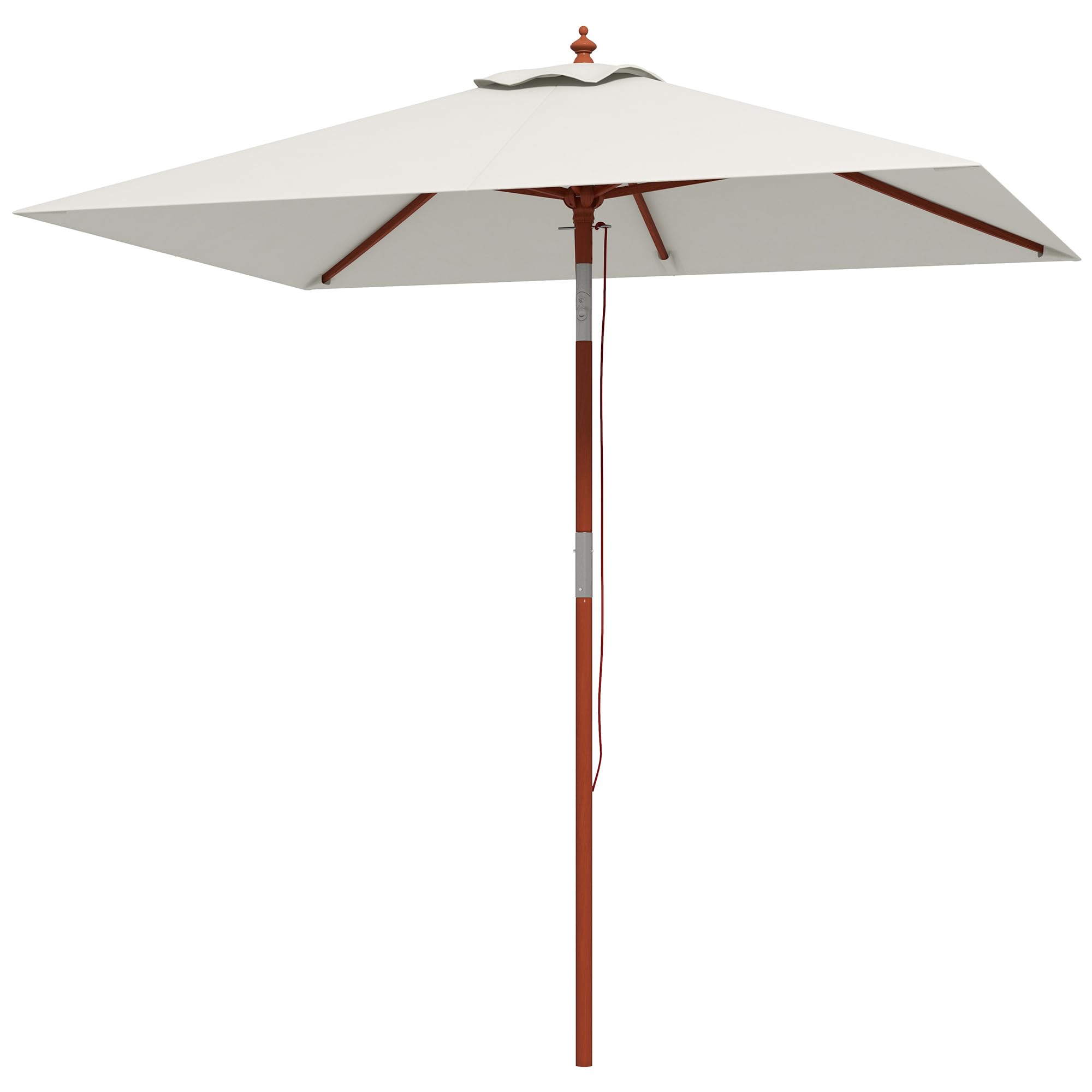 Outsunny Sombrilla de Jardín 200x150x235 cm Parasol de Terraza Rectangular Inclinable con Anti-UV Impermeable y Poste de Madera para Playa Patio
