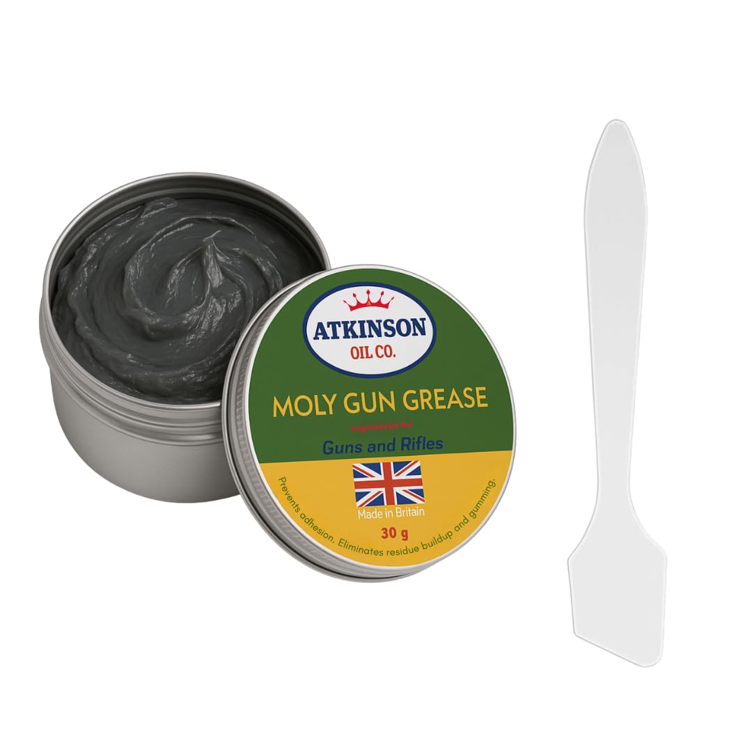 Atkinson Oil Co. Moly Gun Grease 30 g | High-Pressure Firearm Grease for Slides, Bolts, Hinge Pins & Chokes – Long-Life, Anti-Wear, Anti-Seize Protection