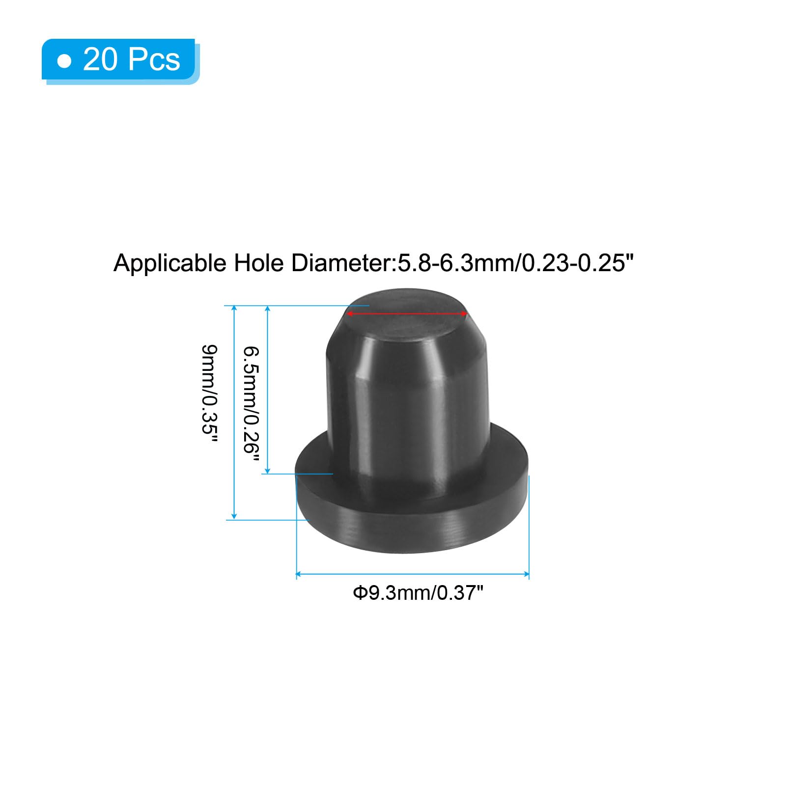 PATIKIL Silicone T-hole Stoppers 6.3mm/0.25inch - Image 2