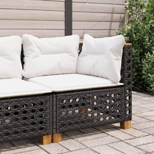 Xichuzi Sofá de Esquina de jardín con Cojines ratán sintético Negro, Sofás para Patio, Sofa Exterior Jardin, Sofa Terraza, Muebles De Jardin Exterior   365923