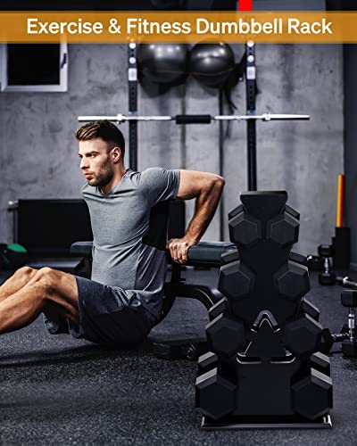 Dumbbell Rack Weight Rack Stand Only, Extcct 4 Tier A-Frame Small Dumbbells Stand, Wooden Home Gym Exercise Dumbbell Rack For All Neoprene Dumbbells & Hex Dumbbells(Total Weight 10Lb-200Lb) #TOP2
