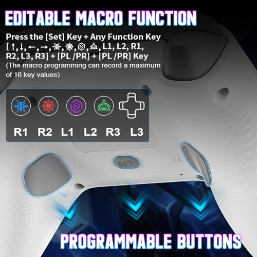 Image of Gamrombo Wireless Controller for PS5, Gaming Controller with PS4 /PC /Switch, with Macro /Turbo, Hall Triggers, Hall Joysticks, Dual Vibration, 2.4g Adapter, 3.5mm Audio Jack
