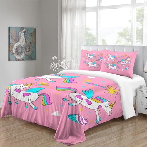 Housse de couette licorne 3D 200x200 cm avec taies d'oreiller pour lit double - 5
