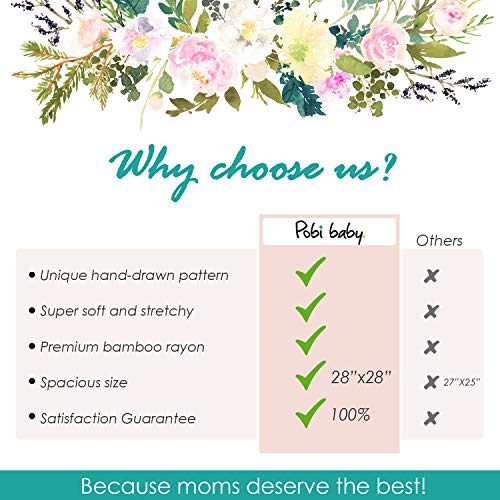 Pobi Baby Premium Multi-Use Cover - Nursing Cover, Baby Car Seat Covers, Shopping Cart, High Chair, and Breastfeeding Cover - Ultra-Soft, Stretchy, and Versatile Floral Scarf for Baby and Mom (Allure) - Thumbnail 6