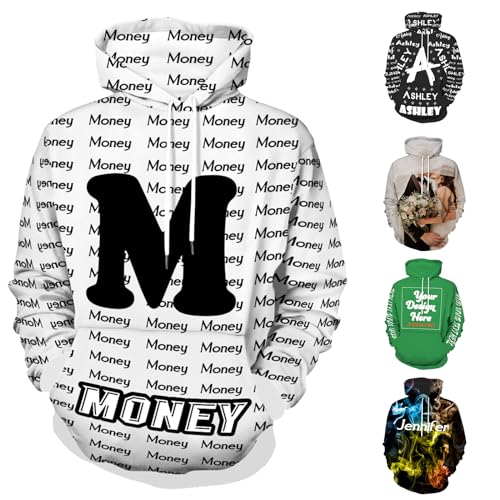 Uoffice5 Sudaderas personalizadas Diseña tu propia sudadera personalizada con capucha personalizada para el día de San Valentín para parejas, hombres, estilo 2, Small