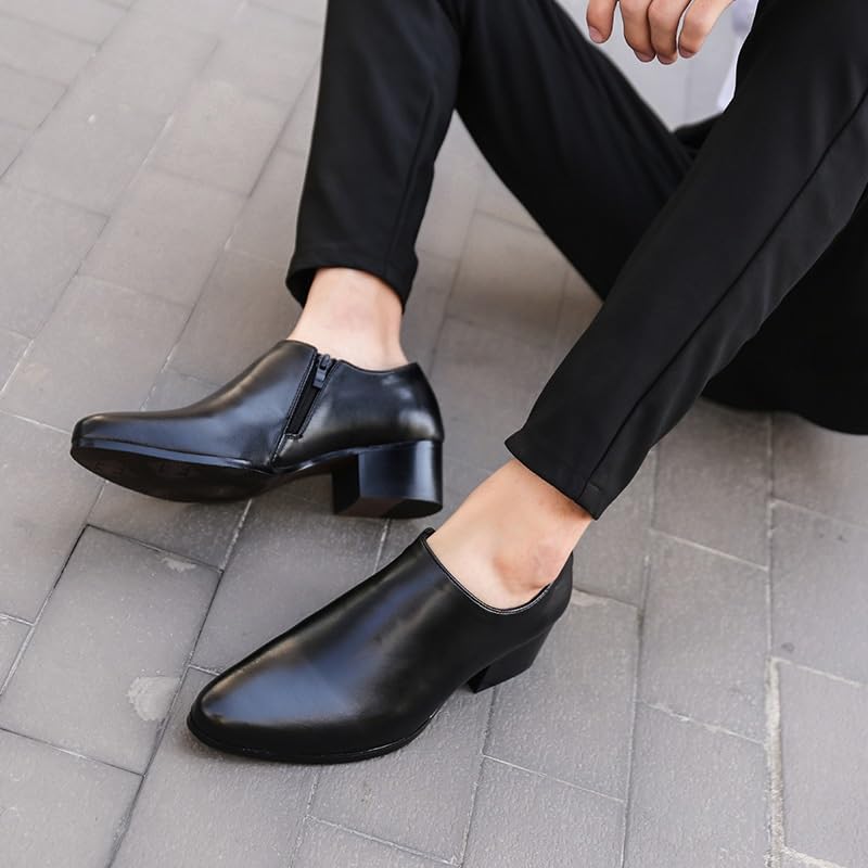 Men's Monk Dress Oxford Formal Shoes Non Slip Block Heel Anti-Slip Slip Resistant Prom Top-Grain Leather Slip-on Plain Toe Business3