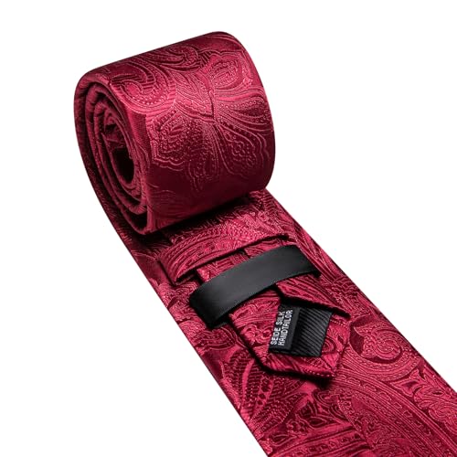 Image of Barry.Wang Men Tie Set Paisley Silk Necktie Pocket Square Cufflinks Formal Wedding Business Party