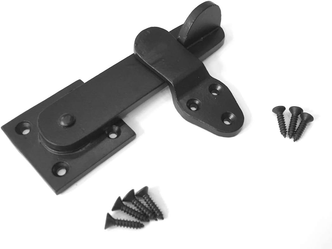 Sliding Barn Door Flip Latch - 5 1/2" Heavy Duty Cast Iron Lock for Farm Gate, Garden Shed, Cabin Shutters, Double Gates, Garage, Cabinets and Cupboards. Contemporary Industrial Hardware