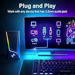 Computer Speakers, PC Speakers with 6 Lighting Modes, USB Powered Computer Speakers for Desktop Monitor with 2 Bass-Boost Ports, 2 Speaker Units, and 3.5mm Aux-in Cable for PC, Laptop, Tablet, Phone - Image 5