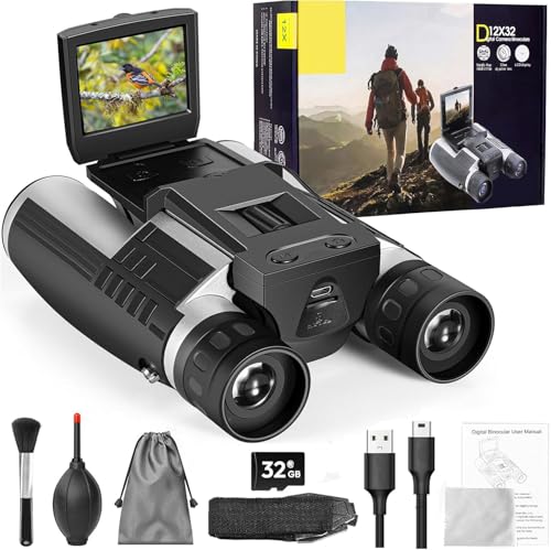 Binoculars Camera for Adults, 2.4' 48MP Pictures 2.5K Videos Camera 12X Optical 8X Digital Zoom, Binoculars for Bird Watching Hunting Outdoor Adventures