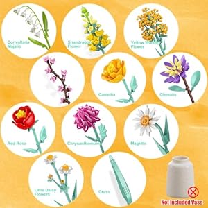Flowers Bouquet Building Set, 1070PCS Wildflower Botanical Collection Kit, Artificial Plant Flower Toy for Women Kids Girls, Home Office Decor Gift for Valentine's Day, Mother's Day, Christmas Flowers Bouquet Building Set 1070PCS Wildflower Botanical Collection Kit Artificial Plant Flower Toy for Women Kids Girls Home Office Decor Gift for Valentines Day Mothers Day Christmas