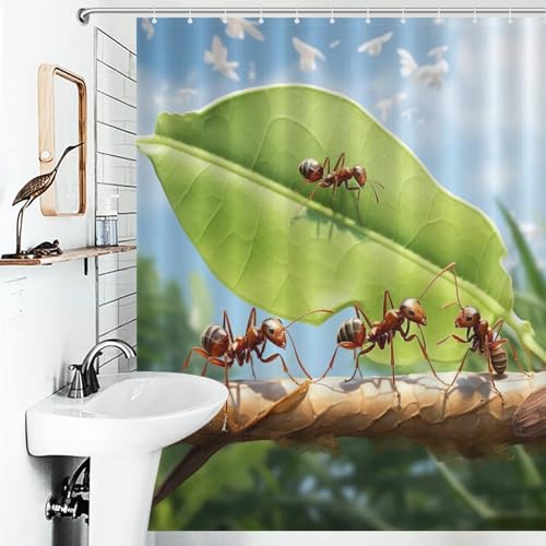 Rideau de douche imperméable Fourmi en polyester lavable 152x183cm