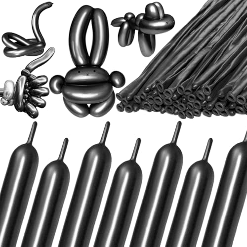 Image of 260 Metallic Black Long Balloons for Balloon Garland Thickening Skinny Latex Twisting Animals Modeling Christmas Birthday Wedding Party Festival Decorations 100pcs