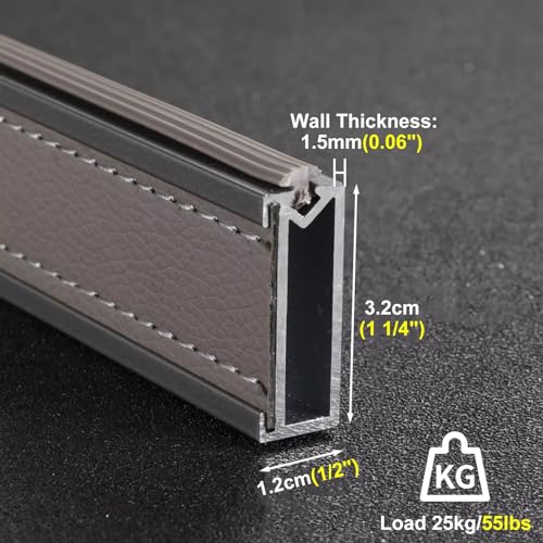 Barra de aluminio de 100 cm para organizar ropa pesada con agarre de cuero para armarios 5