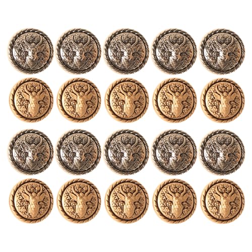 Acxico 20PC Fashion Metal Deer Head Buttons – 15/20mm Classic