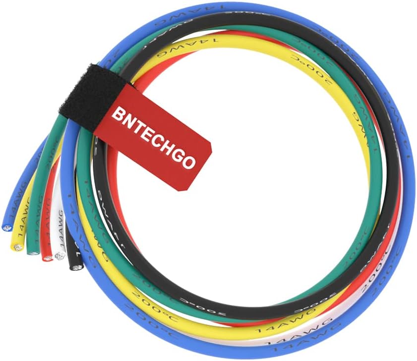 BNTECHGO 14 Gauge Silicone Wire Kit 6 Color Each 3 ft Flexible 14 AWG Stranded Tinned Copper Wire