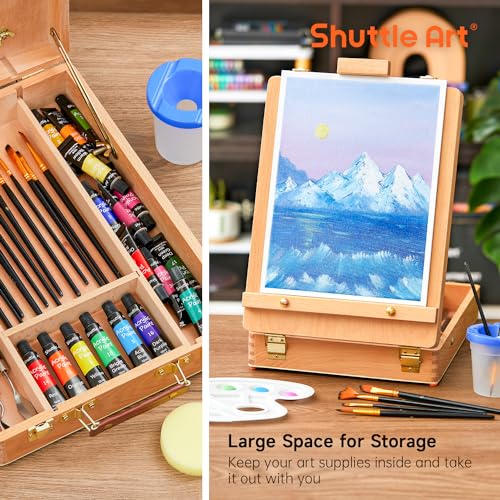 Shuttle Art 65 Piezas Kit Pintura Acrílica, Caballete Pintura con 30 Colores Tubos de Pintura Acrílica, Lienzo, Pinceles y Paleta, Maletin Pinturas para Niños, Adultos, Artistas - imagen 5