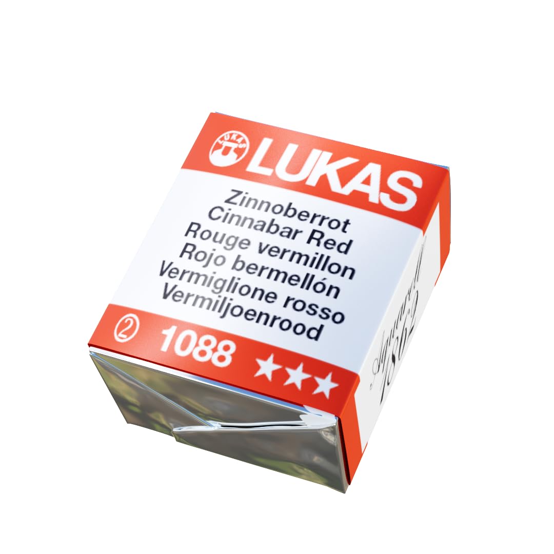 Lukas 1862 Aquarell Artists' Watercolor Pans, Cinnabar Red Half Pan - Vibrant Professional Grade Watercolor Paint - Easy-to-Wet, Intense Color,