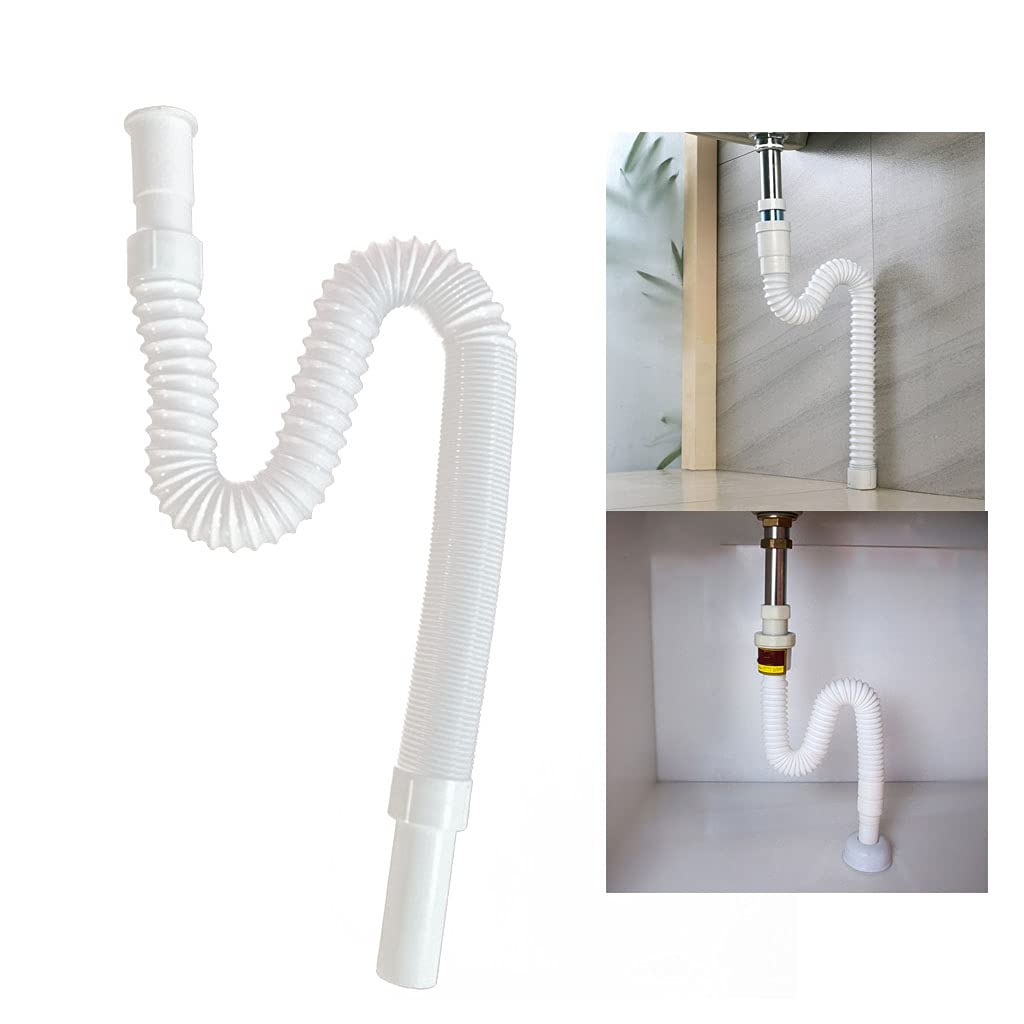 Flexible P/S-Type Tubing Expandable Sink Drain Pipe Tube Kitchen Sink Sewer Drain Pipe Extension Hose Tail