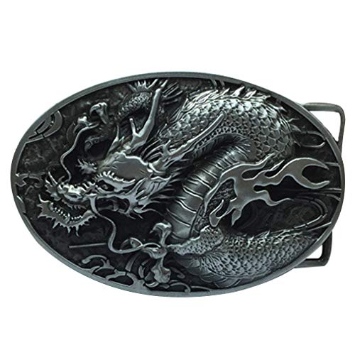 LKMY Hebilla de cinturón para hombre Hebilla de cinturón 3D con cabeza de dragón chino, diseños auténticos de dragón con temas míticos para hombres y mujeres