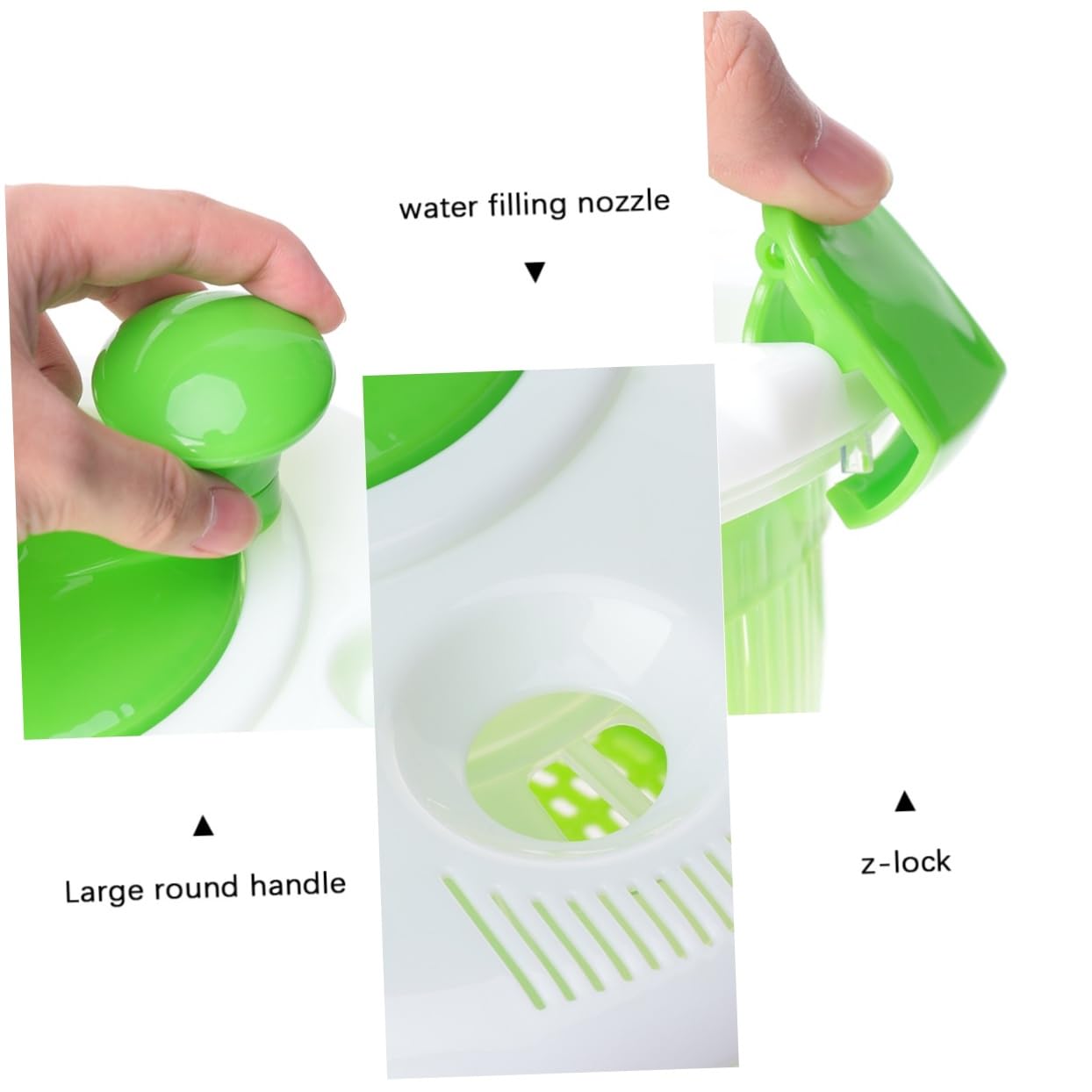 PRETYZOOM Centrifuga per Insalata e Verdure in Plastica Verde, Essiccatore Manuale per Casa Funzione di Lavaggio e Asciugatura Veloce per Frutta e Verdure