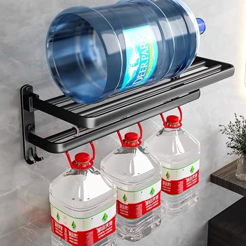 Drillless Stainless Steel Towel Rack - Adhesive Bathroom Accessories Kit With Towel Stand and Bar - Black