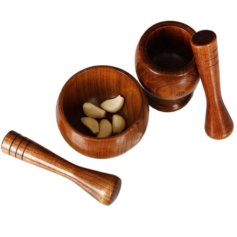 Pestle and Mortar Wooden Garlic Masher Bowl Mashing Household Crushing Jar Mortar Pestle