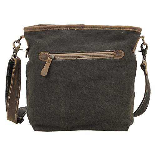 Myra Bag Burnt Sienna Upcycled Canvas Cotton & Leather Shoulder Bag S-15433