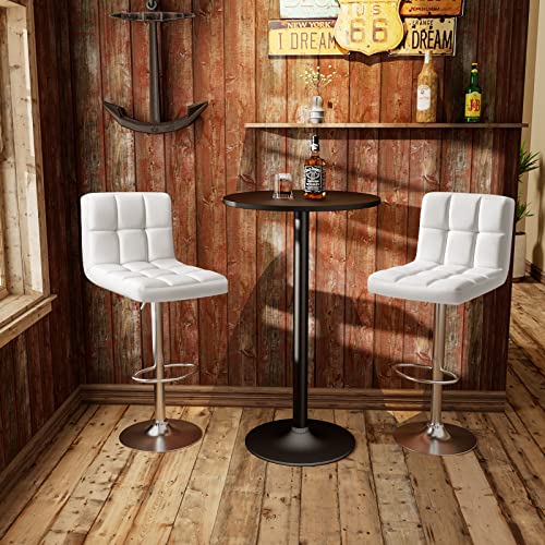 Image of Homall Bar Stools Modern PU Leather Adjustable Swivel Barstools, Armless Hydraulic Kitchen Counter Bar Stool Extra Height Square Island Barstool with Back Set of 4 (Leather, White 4 Pcs)