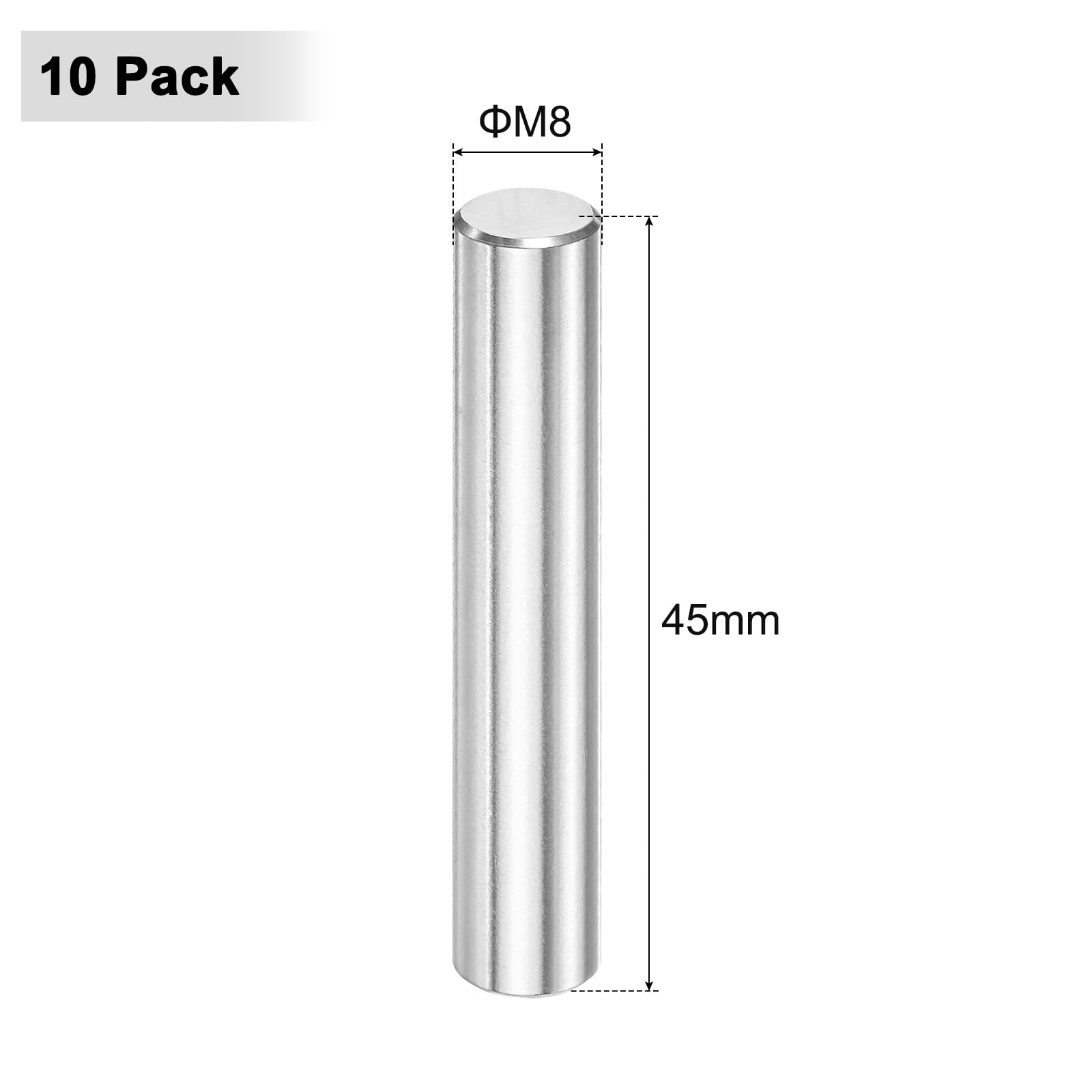 M METERXITY 10-Pack 8 x 45 mm Dowel Pin, 316 Stainless Steel Support Pin Fastener Elements for Metal Devices/Wooden Projects - Image 3