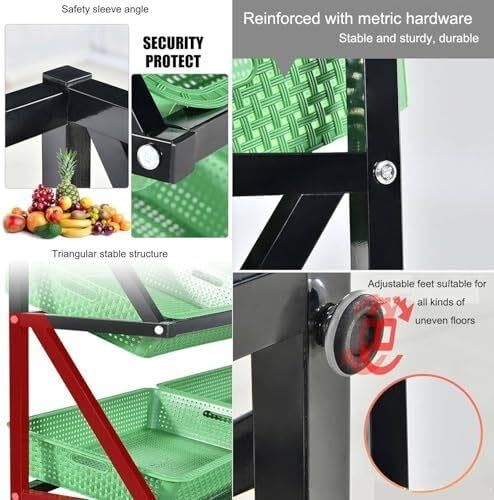 4-stöckiges Obst- & Gemüsedisplay, Marktständer Mit Körben Für