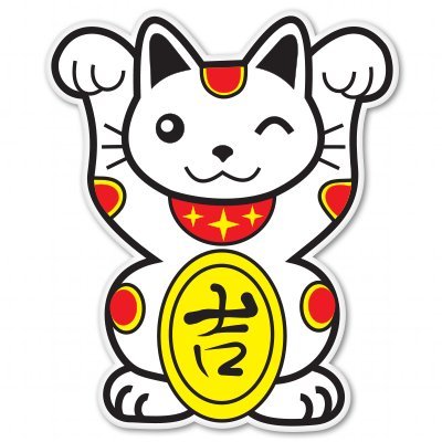 Maneki Neko Good Luck Charm Cat Vinyl Sticker - Car Phone Helmet Bumper Sticker Decal