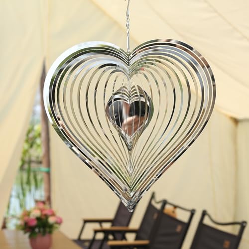 THQZLH Heart Wind Spinner - Durable Wind Spinners Outdoor Hanging, Elegant Garden & Patio Decor